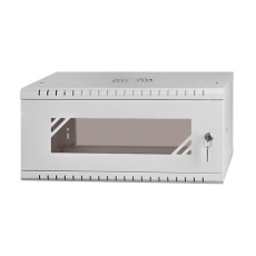 LEXI 19" nástenná skriňa Basic 6U, šírka 520 mm, hĺbka 450 mm, sklenené dvere, bez zadnej steny, sivá