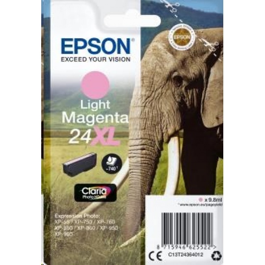 Atramentová tyčinka EPSON Singlepack "Elephant" Light Magenta 24XL Claria Photo HD Ink