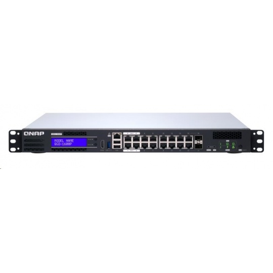 QNAP QGD-1600P-8G (4C/Celeron J4115/1,8-2,5 GHz/8GBRAM/2xSATA/14xGbE/2xGbE+SFP/1xUSB3.0/2xUSB2.0/2xPCIe/1xHDMI/PoE)