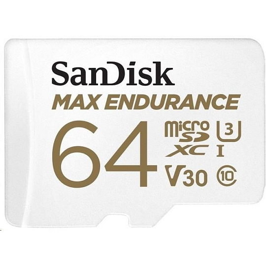 SanDisk MicroSDHC karta 64GB MAX Endurance + adaptér, 30,000 hodin