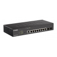 D-Link DGS-2000-10P Spravovaný PoE switch, 8x GbE PoE+, 2x SFP, PoE 65W, bez ventilátora