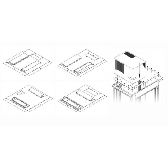 Montážna redukcia TRITON pre klimatizačné jednotky X1 a X2 pre hĺbku skrine 600 x 1000 mm, sivá