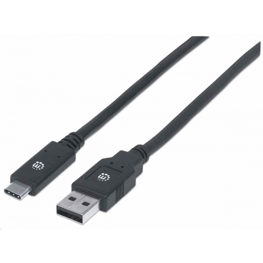 Manhattan USB kabel, USB 3.2 Gen 1, USB-A Male na USB-C Male, 5 Gbps, 2m, černá