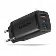 AXAGON ACU-DPQ65, GaN nabíjačka do siete 65W, 3x port (USB-A + dual USB-C), PD3.0/QC4+/PPS/Apple, čierna