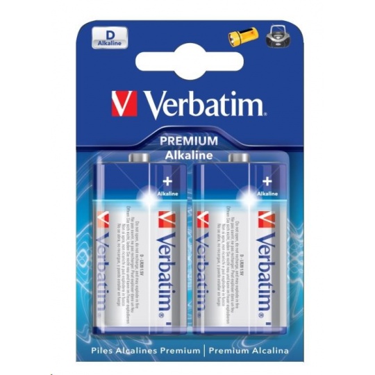 VERBATIM Alkalické baterie D,  2 PACK / LR20