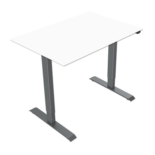 Pracovný stôl, elektricky nastaviteľná výška, 75x140cm, rozsah 500 mm, šedý, 70 kg nosnosť, ergo