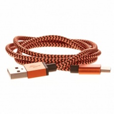 CELLFISH pletený datový kabel z nylonového vlákna, USB-C, 1 m, oranžová CELLFISH pletený datový kabel z nylonového vlákna, USB-C, 1 m, oranžová
