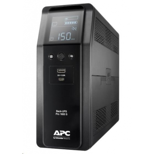 APC Back UPS Pro BR 1600VA, sínusová vlna, 8 výstupov, AVR, LCD rozhranie (960W)