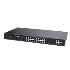 Vivotek PoE switch AW-GEL-205A-260, 16xGE PoE(802.3af/at/bt, PoE budget 260W), 2xGbE RJ-45, 2xSFP 100M/1G slot