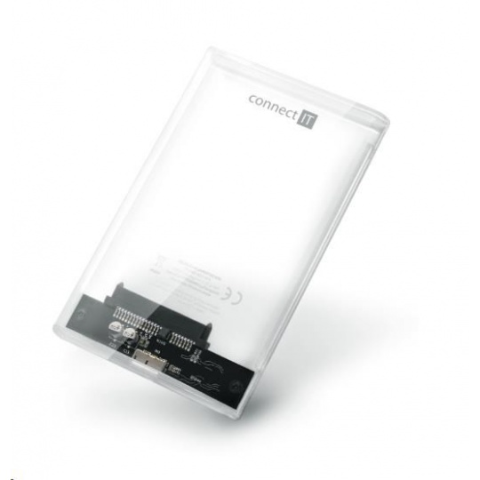 Externý box CONNECT IT pre HDD 2,5" SATA, USB 3.0, ToolFree, transparentné