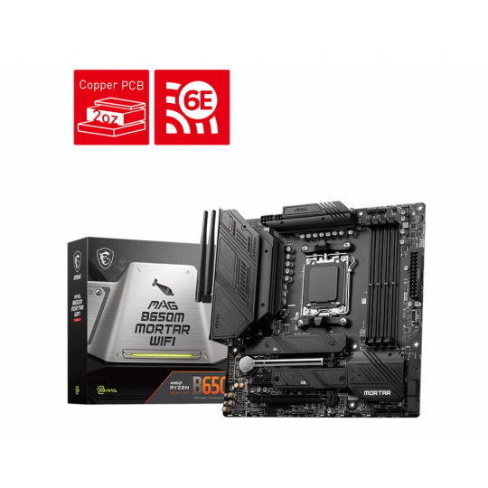 BAZAR - MSI MB Sc AM5 MAG B650M MORTAR WIFI, AMD B650, 4xDDR5, 1xDP, 1xHDMI, WI-FI, mATX - Po opravě (Bez příšlušenství) BAZAR - MSI MB Sc AM5 MAG B650M MORTAR WIFI, AMD B650, 4xDDR5, 1xDP, 1xHDMI, WI-FI, mATX - Po opravě (Bez příšlušenství)