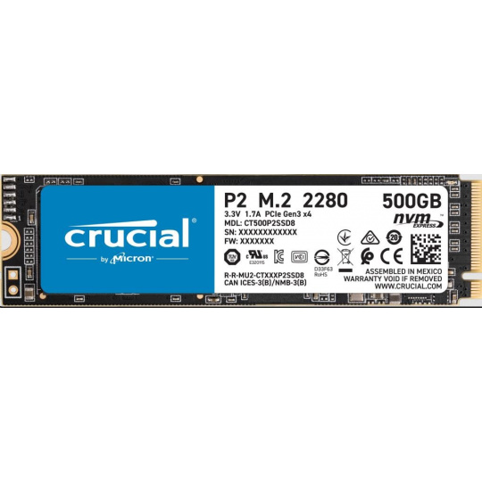 Crucial SSD P2 500GB, M.2 (2280), NVMe, TLC