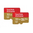 Karta SanDisk MicroSDHC 32 GB Extreme (100 MB/s, A1 C10 V30 UHS-I U3, pre akčné kamery) + adaptér, dvojbalenie