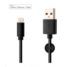 Pevný dátový a nabíjací kábel, USB-A -> Lightning (MFI), 20 W, dĺžka 1 m, čierny