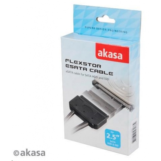 Adaptér AKASA HDD Flexstor ESATA, 2,5" SATA HDD/SSD na E-SATA, 40 cm