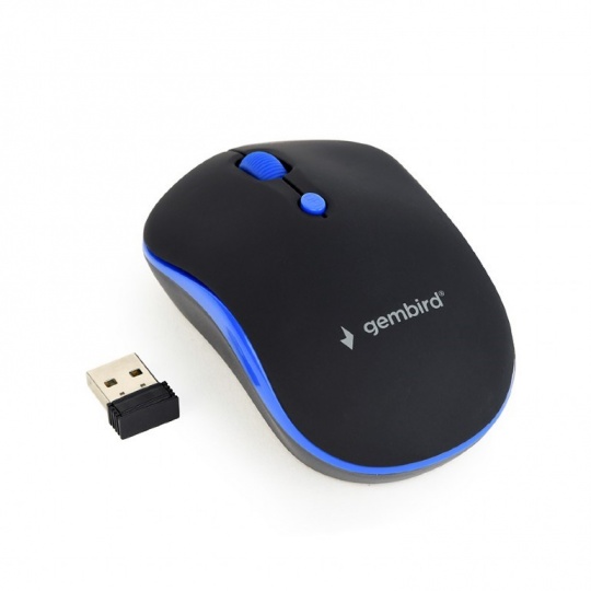 Myš GEMBIRD MUSW-4B-03-B, čierno-modrá, bezdrôtová, USB nano prijímač