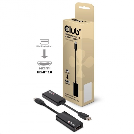 Club3D Adaptér aktivní Mini DisplayPort 1.2 to HDMI 2.0 4K60Hz (M/F)