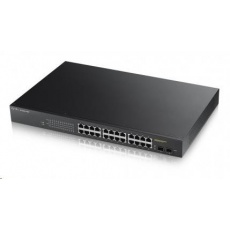 Zyxel GS1900-24HP v2 26portový gigabitový webový inteligentný PoE prepínač, 24x gigabitový RJ45, 2x SFP, rozpočet PoE 170W