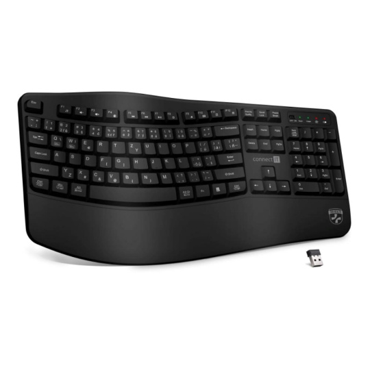 CONNECT IT FOR HEALTH Ergonomická klávesnice ErgoOffice, Bezdrátová, CZ+SK, černá