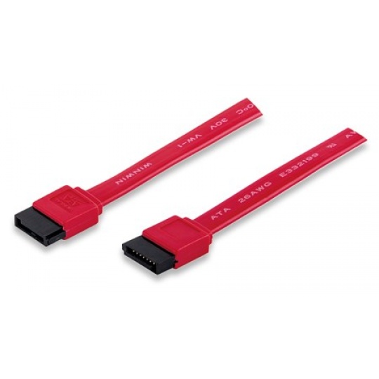 MANHATTAN SATA dátový kábel 7-pinový samec - samec, 50 cm, červený