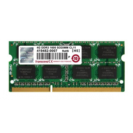 SODIMM DDR3 4GB 1600MHz TRANSCEND JetRam™, 256Mx8 CL11, maloobchodný predaj