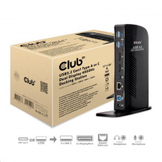 BAZAR Club3D Dokovací stanice USB-A a USB-C Dual Display 4K60Hz(6x USB 3.0/2x DP/Ethernet/USB-B/2x audio) POŠKOZENÝ OBAL