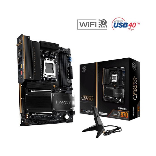 ASRock MB Sc AM5 X870 TAICHI Creator, AMD X870, 4xDDR5, 1xHDMI, 2xUSB4, WI-FI, ATX