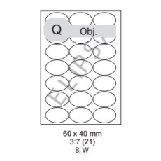 etikety samolepiace ELIPSA - 60 x 40 mm 3:7 univerzálne biele 21ks/A4 (100 listov A4/bal.)