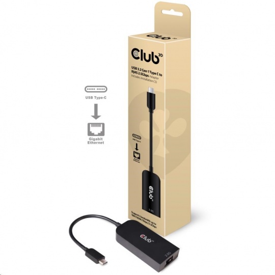 Adaptér Club3D USB 3.2 Gen 1 typ C na RJ45 2.5Gbps, 24cm