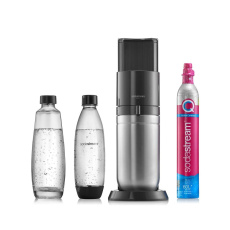 SodaStream DUO výrobník sody, mechanický, plastová láhev, skleněná láhev, bombička s CO2