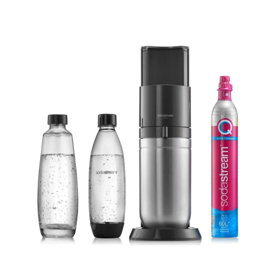 SodaStream DUO výrobník sody, mechanický, plastová láhev, skleněná láhev, bombička s CO2