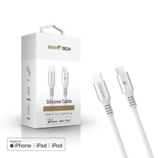 RhinoTech LITE MFi kabel s nylonovým opletem USB-C na Lightning 1.2m stříbrná