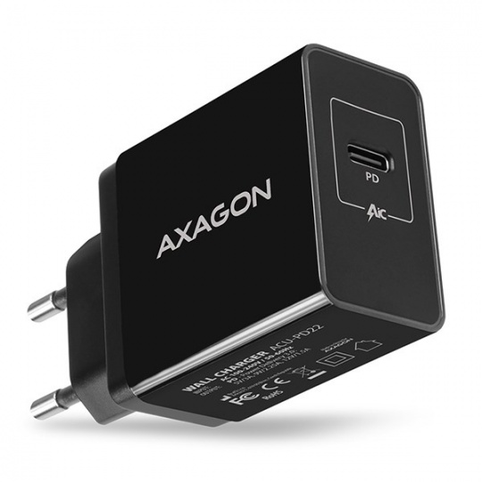 AXAGON ACU-PD22, PD nabíjačka do siete 22W, 1x port USB-C, PD3.0/QC3.0/AFC/FCP/Apple