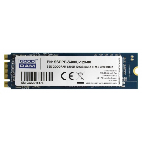GOODRAM SSD S400U, 120GB M.2 2280 (R:550/ W:530MB/s)