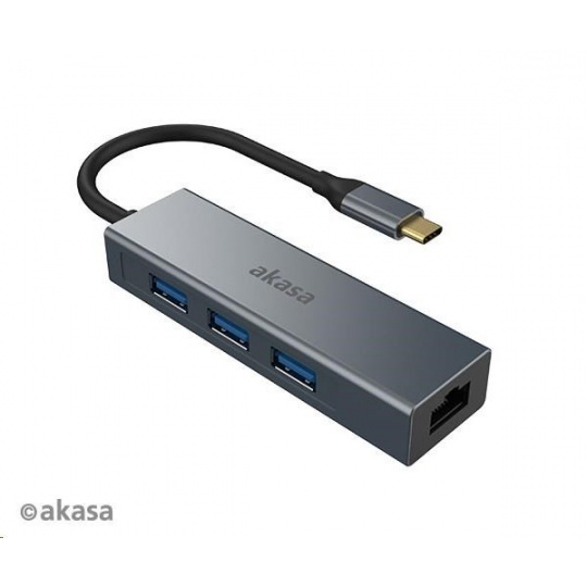 AKASA USB Type-C 4-v-1 rozbočovač s Ethernetom