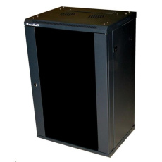 XtendLan 19" nástěnný rozvaděč 22U 600x600, nosnost 60 kg, skleněné kouřové dveře, rozložený, černý