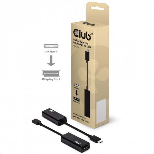 Club3D Adaptér pasivní USB 3.1 Typ C na DisplayPort 1.2 4K60Hz UHD (M/F)