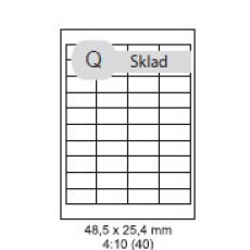 etikety kompatibil Samolepiace 48,5x25,4 univerzálne biele 40ks/A4 (1000 listov A4/bal.)