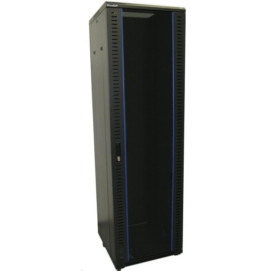 BAZAR - XtendLan 19" stojanový rozvaděč 42U 600x800, nosnost 500kg, skleněné dveře, plná záda, kolečka,černý - odřeno