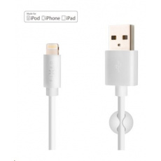 Pevný dátový a nabíjací kábel, USB-A -> Lightning (MFI), 20 W, dĺžka 2 m, biely