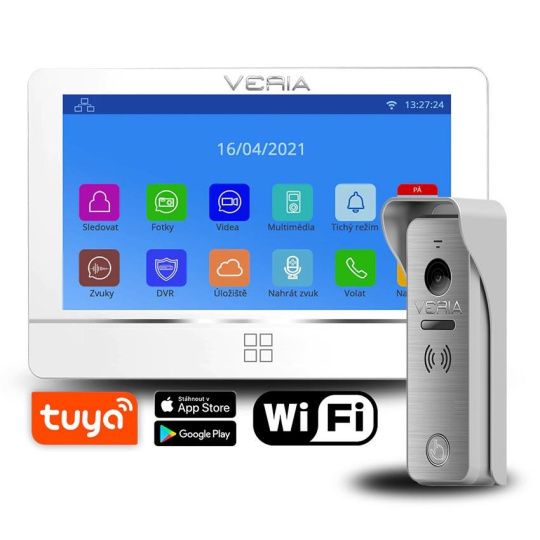 BAZAR - SET Videotelefon VERIA 8277B-W bílý + vstupní stanice VERIA 831 ze série VERIA 2-WIRE - Poškozený obal (Komplet)