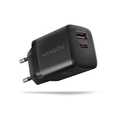 AXAGON ACU-PQ30 Sil nabíjačka 30W, 2x port (USB-A + USB-C), PD3.0/PPS/QC4+/AFC/Apple, čierna