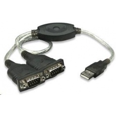 MANHATTAN prevodník z USB na 2x sériový port (USB AM/DB9M(2), RS232)