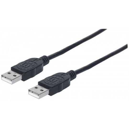 MANHATTAN USB kábel 2.0, typ A samec na typ A samec, 0.5 m, čierna