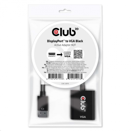 Aktívny adaptér Club3D DisplayPort na VGA