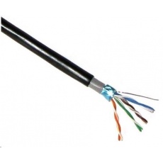 Kábel FTP LYNX Cat5E, drôt, vonkajší dvojitý plášť PE+PE, čierny, 305 m, cievka