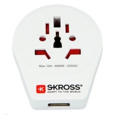 SKROSS cestovní adaptér Europe USB pro cizince v ČR, USB-A, 12W, typ E/F