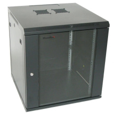 XtendLan 19" nástěnný rozvaděč 15U 600x600, nosnost 60 kg, skleněné kouřové dveře, svařovaný, černý