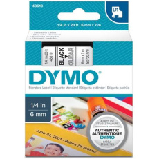 páska DYMO 43610 D1 Black On Transparent Tape (6mm)