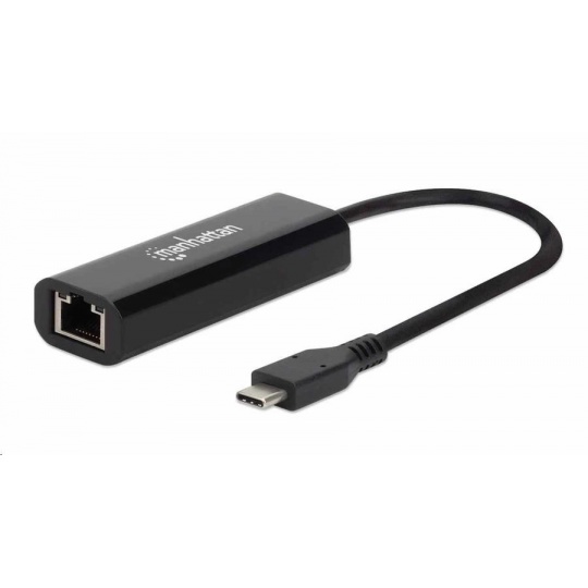 Manhattan adaptér USB-C na 2.5GBASE-T Ethernet, USB 3.2 Gen 1; 10/100/1000 Mbps & 2.5 Gbps, černá